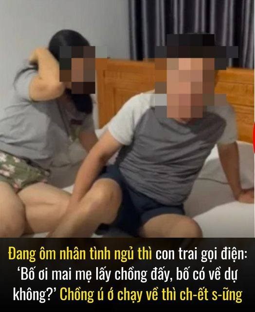 Đang ôm nhân tình ngủ thì con trai gọi điện: ‘Bố ơi mai mẹ lấy chồng đấy, bố có về dự không?’ Chồng ú ớ chạy về thì ch-ết s-ững