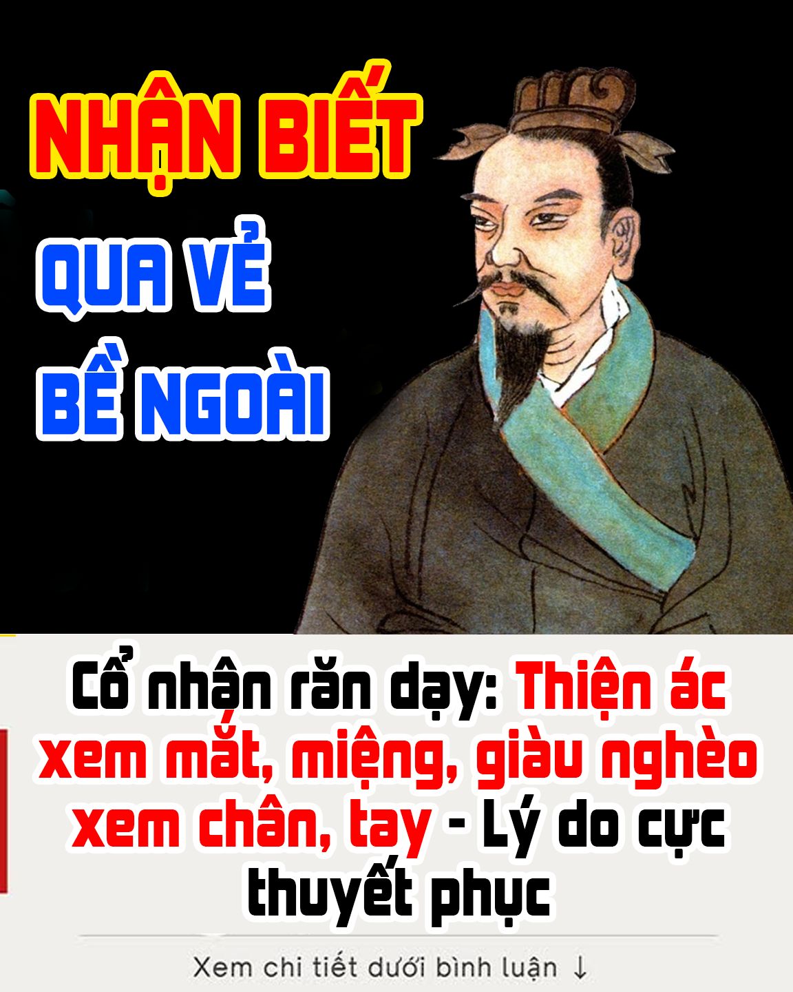 Cổ nhân răn dạy: Thiện ác xem mắt, miệng, giàu nghèo xem chân, tay