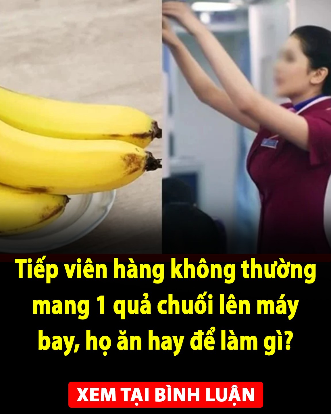 Tiếp viên hàng không thường mang 1 quả chuối lên máy bay, họ ăn hay để làm gì? 👇👇👇