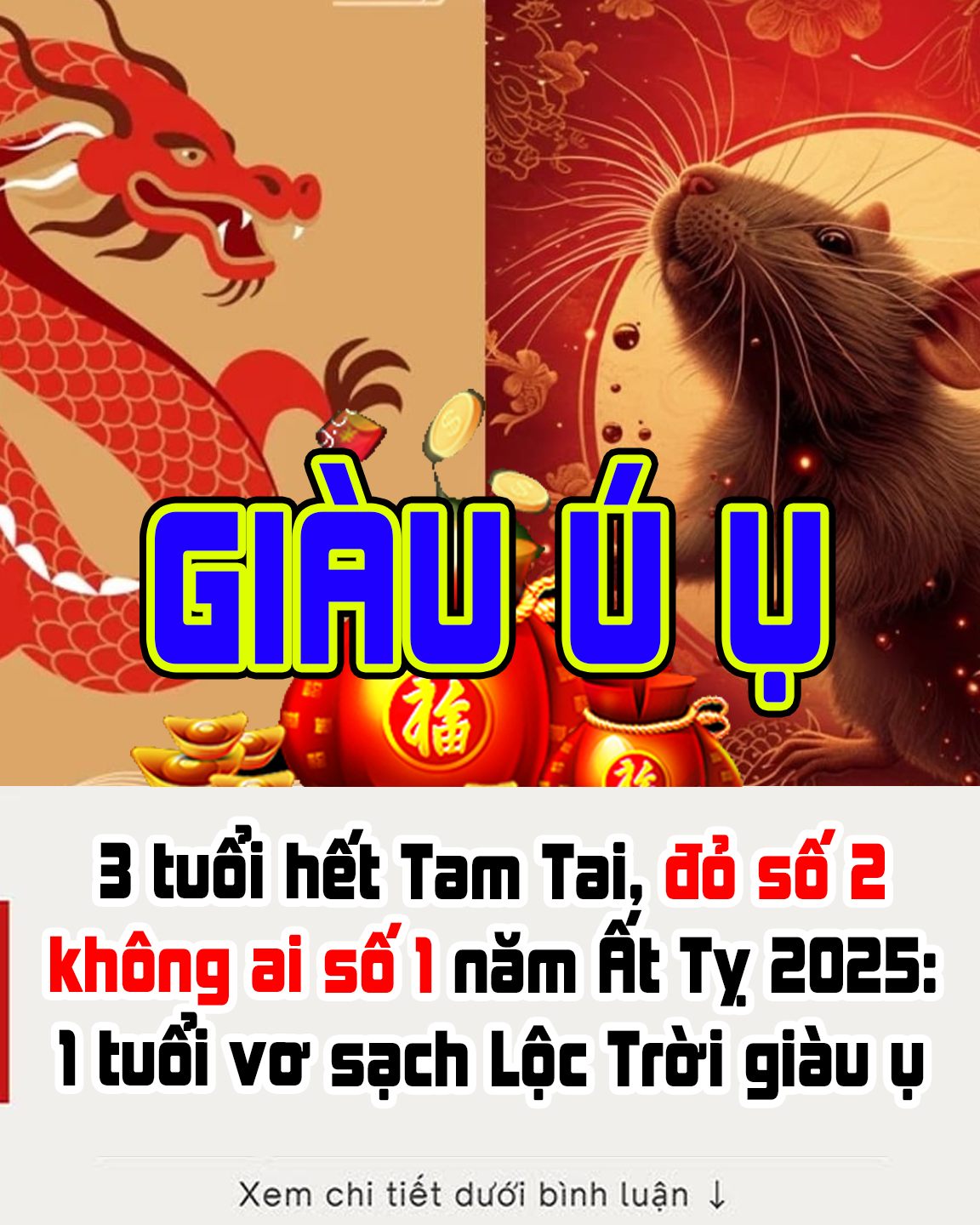 3 tuổi hết Tam Tai đỏ số 2 không ai số 1 năm Ất Tỵ 2025: 1 tuổi vơ sạch Lộc Trời gi:au ụ 👇👇👇